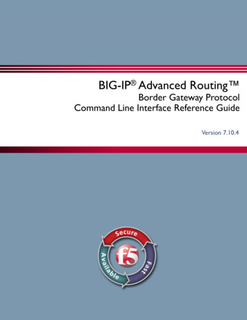 Border Gateway Protocol Command Line Interface Reference Guide - F5, Inc.