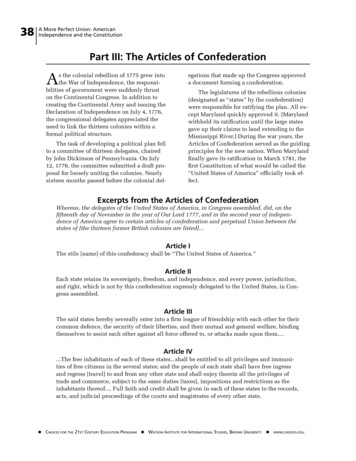 Articles Of Confederation Summaries - Mr. McMurray