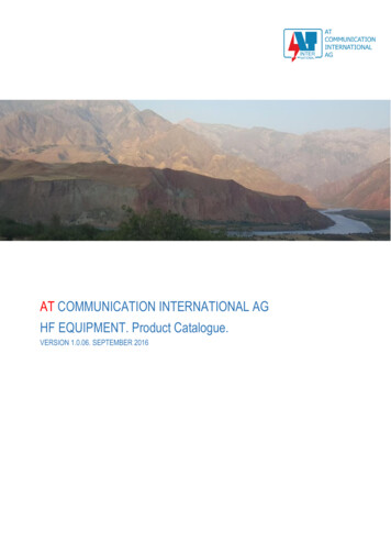 AT COMMUNICATION INTERNATIONAL AG HF EQUIPMENT. Product Catalogue.
