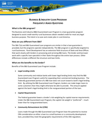 Business Industry Loan Program Frequently Asked Questions