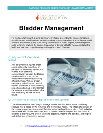 PARALYSIS RESOURCE CENTER Fact Sheet -Bladder Management