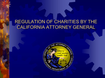 Regulation Of Charities By The California Attorney General