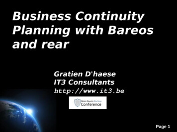 Business Continuity Planning With Bareos And Rear