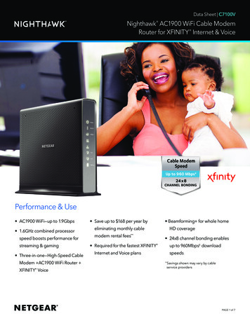 Data Sheet C7100V AC1900 WiFi Cable Modem Router For XFINITY . - Netgear