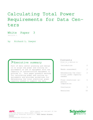 Calculating Total Power Requirements For Data Center