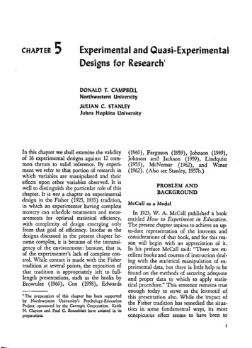 CHAPTER 5 Experimental And Quasi-Experimental Designs 