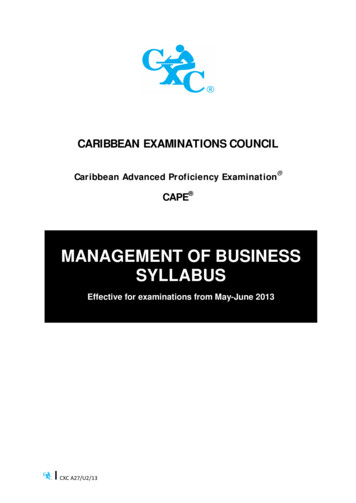 Cape Management Of Business - CXC Education