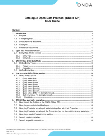 Catalogue Open Data Protocol (OData API) User Guide