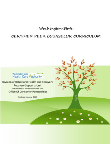 Certified Peer Counselor Training Manual - Wa