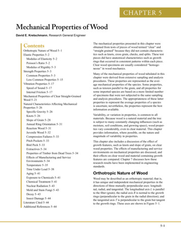 Mechanical Properties Of Wood - Forest Products Laboratory