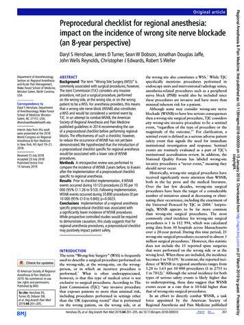 Preprocedural Checklist For Regional Anesthesia: Impact On .