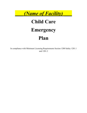 (Name Of Facility) Child Care Emergency Plan
