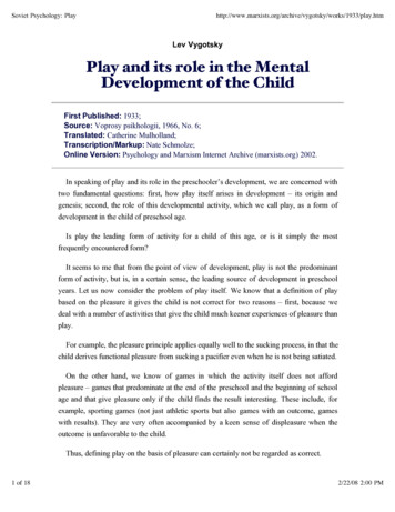 Lev Vygotsky Play And Its Role In The Mental . - Duquesne University