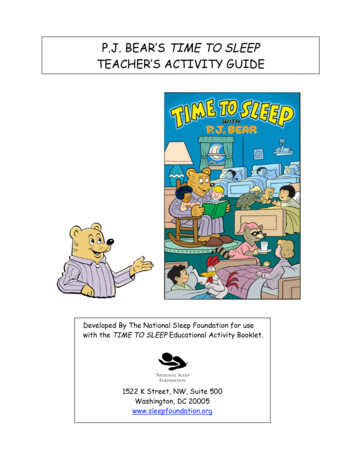 P.J. BEAR’S TIME TO SLEEP TEACHER’S ACTIVITY GUIDE