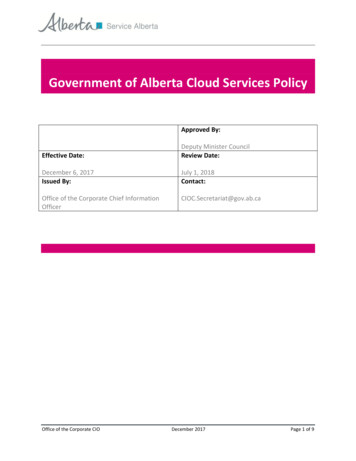 Government Of Alberta Cloud Services Policy
