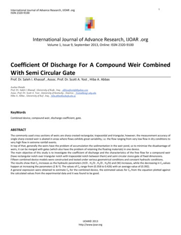 Coefficient Of Discharge For A Compound Weir Combined 