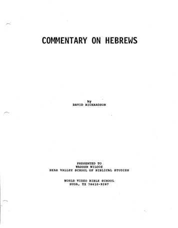 COMMENTARY ON HEBREWS - ICOTB