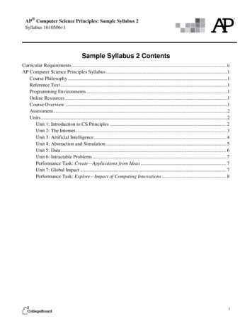 Sample Syllabus 2 Contents - College Board