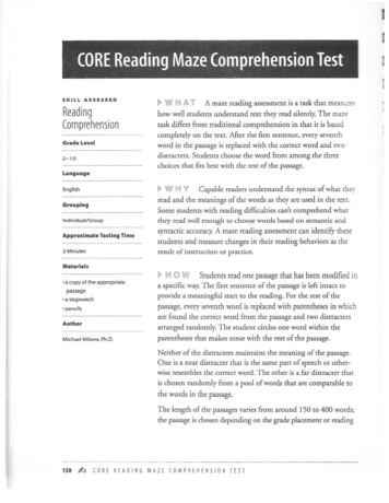 CORE Reading Maze Comprehension Test - CEP 301 