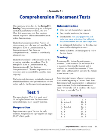 Comprehension Placement Tests - Marathon Learning