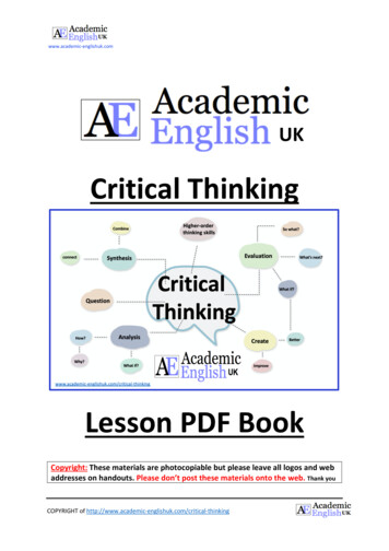 Critical Thinking Lesson Book - Academic English UK