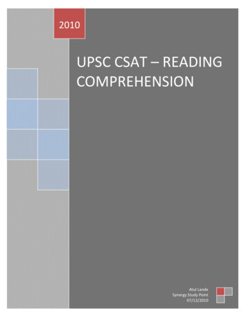 UPSC CSAT – READING COMPREHENSION