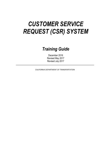 MAINTENANCE SERVICE REQUEST (MSR) SYSTEM - California