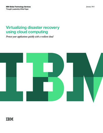 Virtualizing Disaster Recovery Using Cloud Computing