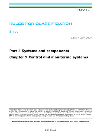DNVGL-RU-SHIP Pt.4 Ch.9 Control And Monitoring Systems