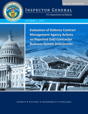 Evaluation Of Defense Contract Management Agency Actions On Reported .