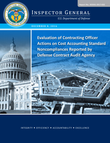 Evaluation Of Contracting Officer Actions On Cost Accounting Standard .