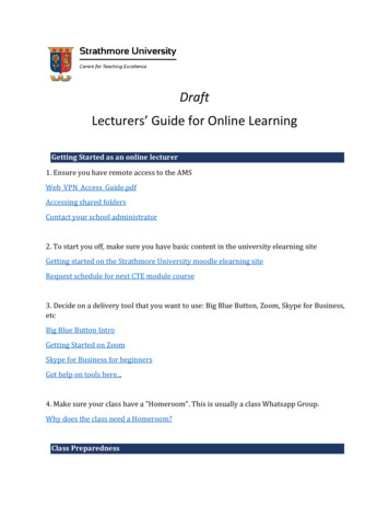Draft Lecturers’ Guide For Online Learning