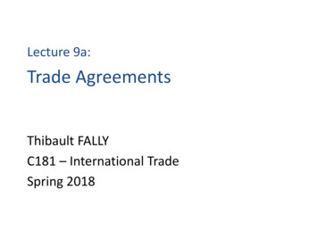 Lecture 9a: Trade Agreements