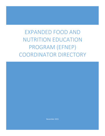 Expanded Food And Nutrition Education PRogram (EFNEP . - USDA