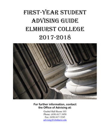 First-year STUDENT ADVISING GUIDE ELMHURST COLLEGE 2017-2018