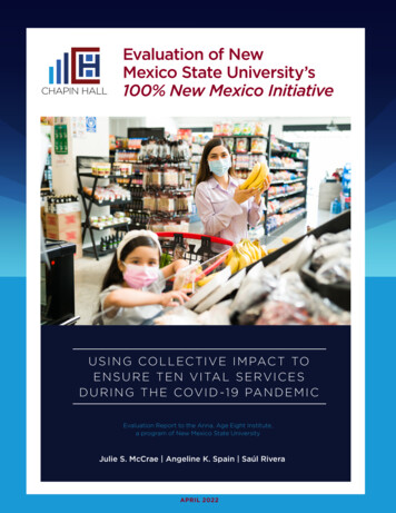 Evaluation Of New Mexico State Universitys' 100% New Mexico Initiative