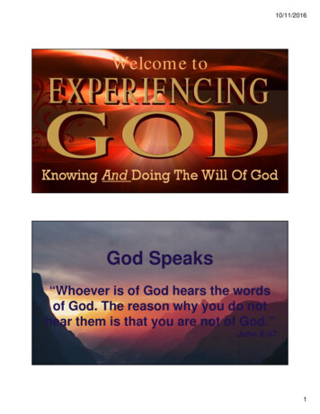 Experiencing God- Session 6 (Unit 5- God Speaks, Part I .