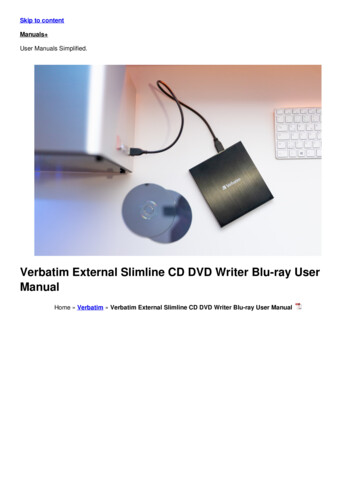 Verbatim External Slimline CD DVD Writer Blu-ray User Manual - Manuals 