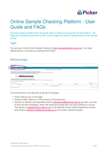 Online Sample Checking Platform - User Guide And FAQs