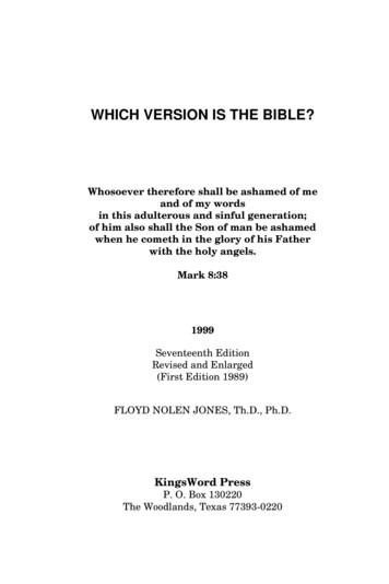 WHICH VERSION IS THE BIBLE? - Internet Archive