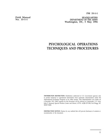 PSYCHOLOGICAL OPERATIONS TECHNIQUES AND 
