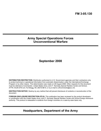 Army Special Operations Forces Unconventional Warfare