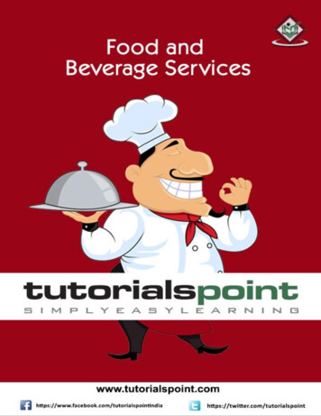 Food And Beverage Services - Tutorialspoint