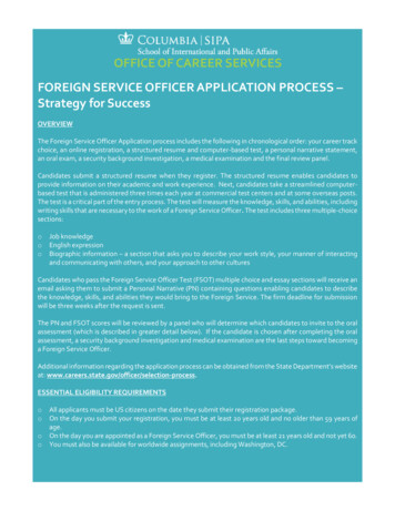 OFFICE OF CAREER SERVICES FOREIGN SERVICE OFFICER .