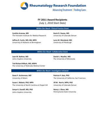 FY 2011 Award Recipients (July 1, 2010 Start Date)