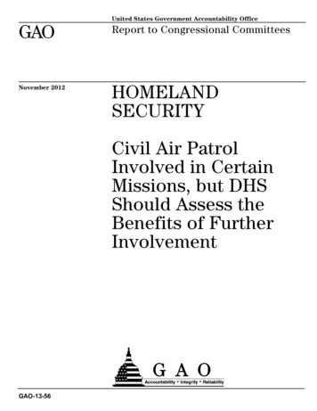 GAO-13-56, HOMELAND SECURITY: Civil Air Patrol Involved In Certain .