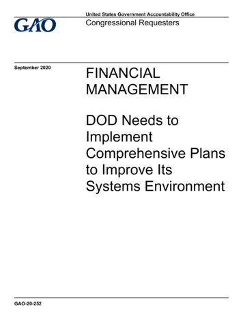 GAO- 20-252, FINANCIAL MANAGEMENT: DOD Needs To 