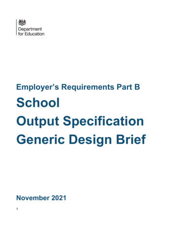Schools Output Specification Generic Design Brief