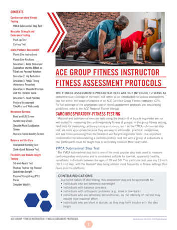 ACe Group Fitness InstruCtor Fitness Assessment ProtoCols