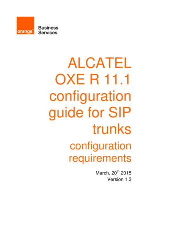 ALCATEL OXE R 11.1 Configuration Guide For SIP Trunks